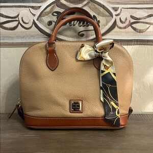 Dooney & Bourke | Tan Honey Pebbled Grain Dome Satchel